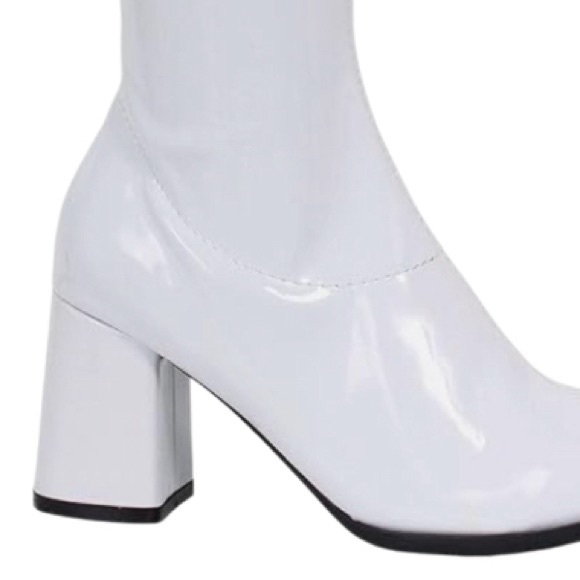 ELLIE white Patent tall 3in block heel GO GO  BOOTS WOMEN’S size XL 10 11 - Picture 11 of 14